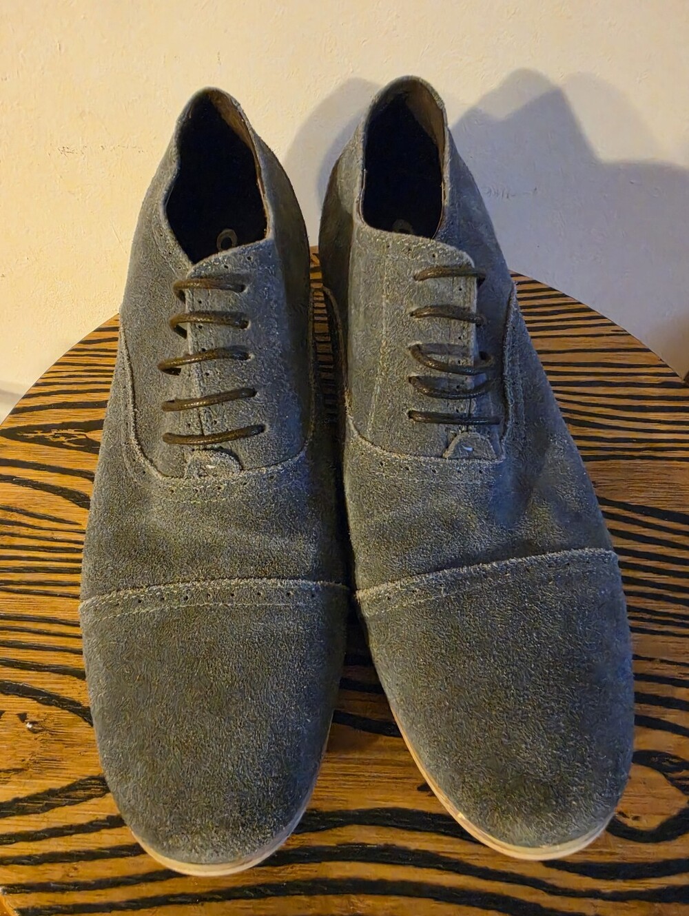 Calto Gray Suede Cap-Toe Lace-Up Dress Shoes